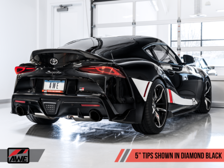 AWE 2020 Toyota Supra A90 Non-Resonated Touring Edition Exhaust - 5in Diamond Black Tips Cheap