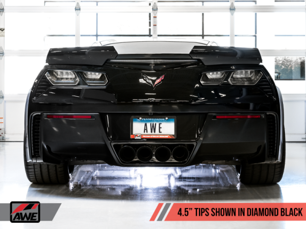 AWE Tuning 14-19 Chevy Corvette C7 Z06 ZR1 Touring Edition Axle-Back Exhaust w Black Tips For Sale