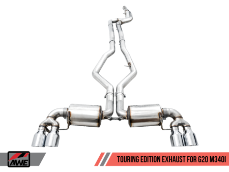 AWE Tuning 2019+ BMW M340i (G20) Resonated Touring Edition Exhaust - Quad Chrome Silver Tips Hot on Sale