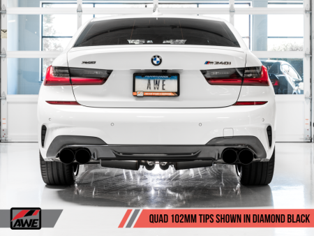 AWE Tuning 2019+ BMW M340i (G20) Resonated Touring Edition Exhaust - Quad Diamond Black Tips on Sale