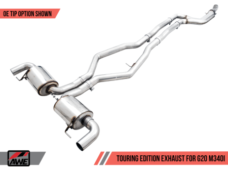 AWE Tuning 2019+ BMW M340i (G20) Non-Resonated Touring Edition Exhaust (Use OE Tips) Online now