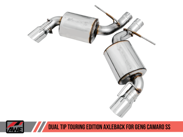 AWE Tuning 16-18 Chevrolet Camaro SS Axle-back Exhaust - Touring Edition (Chrome Silver Tips) on Sale