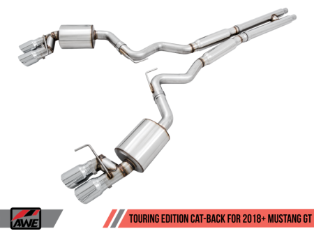 AWE Tuning 2018+ Ford Mustang GT (S550) Cat-back Exhaust - Touring Edition (Quad Diamond Black Tips) Hot on Sale