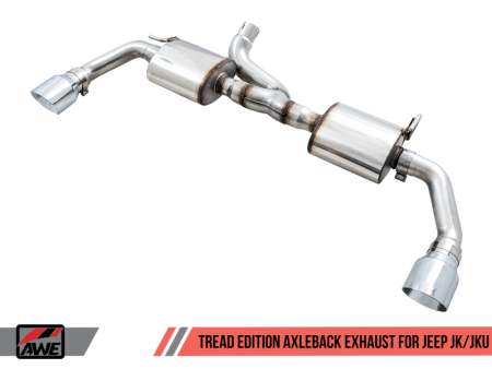 AWE Tuning 07-18 Jeep Wrangler JK JKU 3.6L Tread Edition Axle-Back Dual Exhaust - Chrome Silver Tips Cheap