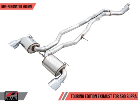 AWE 2020 Toyota Supra A90 Non-Resonated Touring Edition Exhaust - 5in Chrome Silver Tips Online Sale